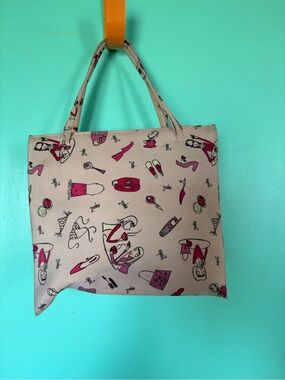 VTG 90s Esprit De Corp Pink Novelty Print Tote Bag